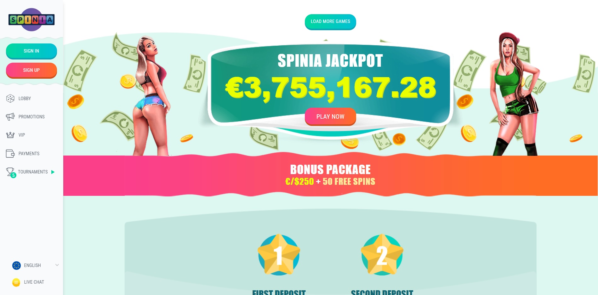 Spinia Free Spins No Deposit